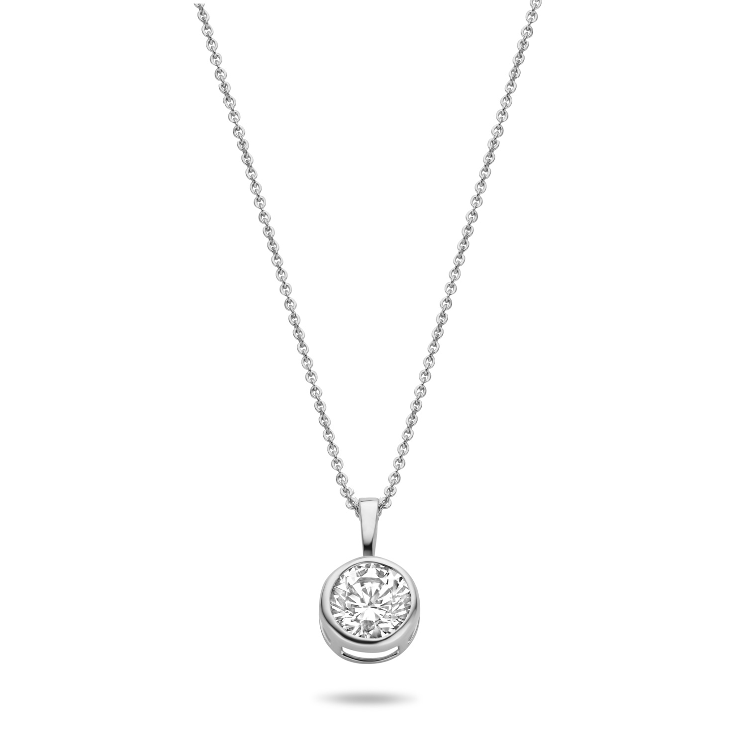 Collier mit Anhänger Zirkonia 6mm Weißgold 585/000 - Bild 2