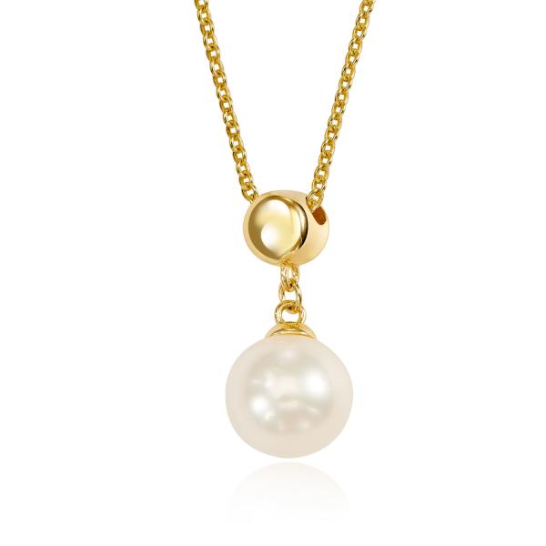 Collier mit Süßwasser-Zuchtperle 7,5-8mm Gold 333/000 - Bild 2
