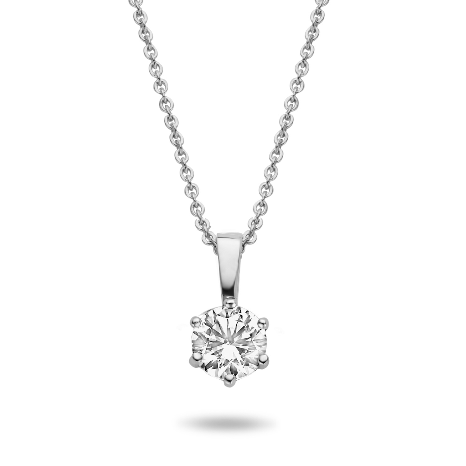 Collier mit Anhänger Zirkonia 4mm Weißgold 585/000 - Bild 2