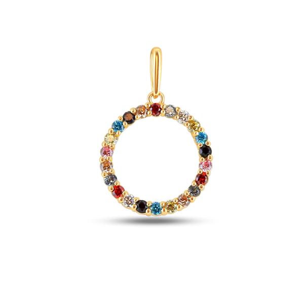 Collier Reif mit 22 Zirkonia multicolor Gold 585/000 - Bild 2