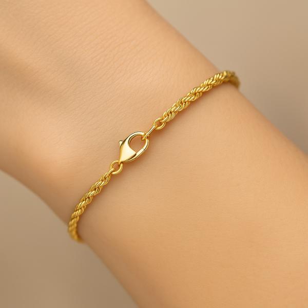 Kordelarmband 2.2mm breit massiv 19cm lang Gold 585/000 - Bild 2