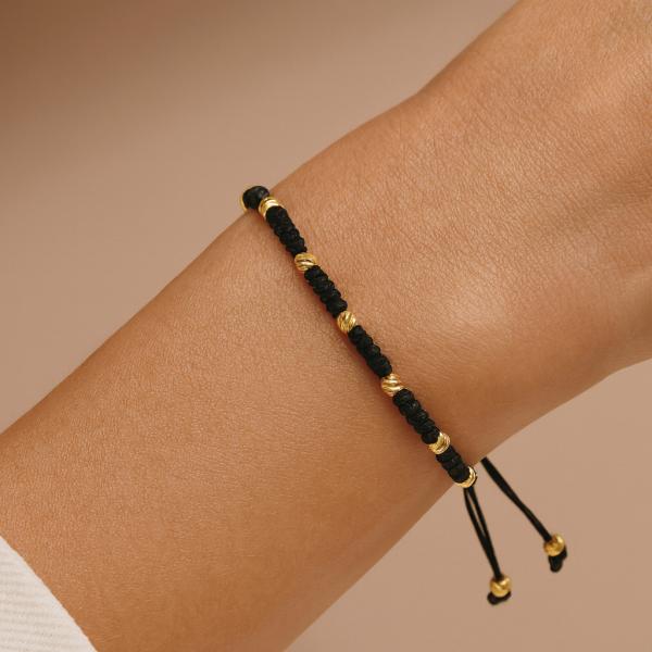 Textilarmband mit 15 Goldkugeln Gold 333/000 - Bild 2
