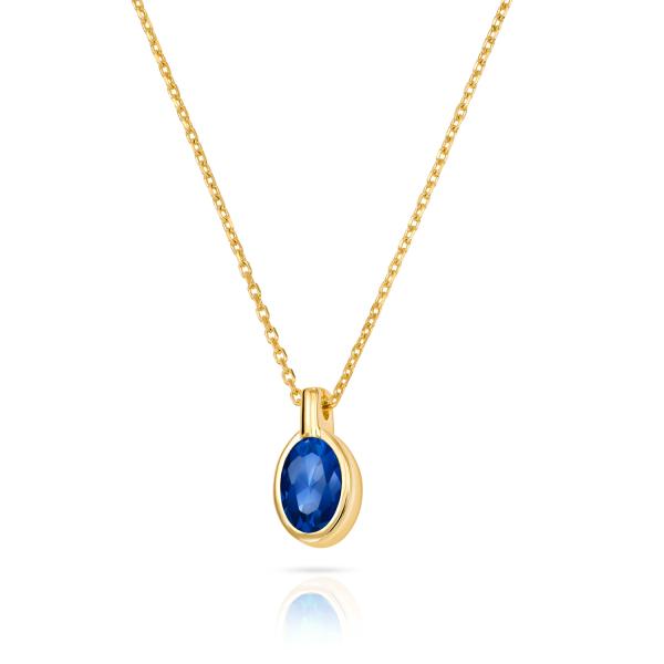 Collier Zirkonia safirblau Gold 333/000 - Bild 2
