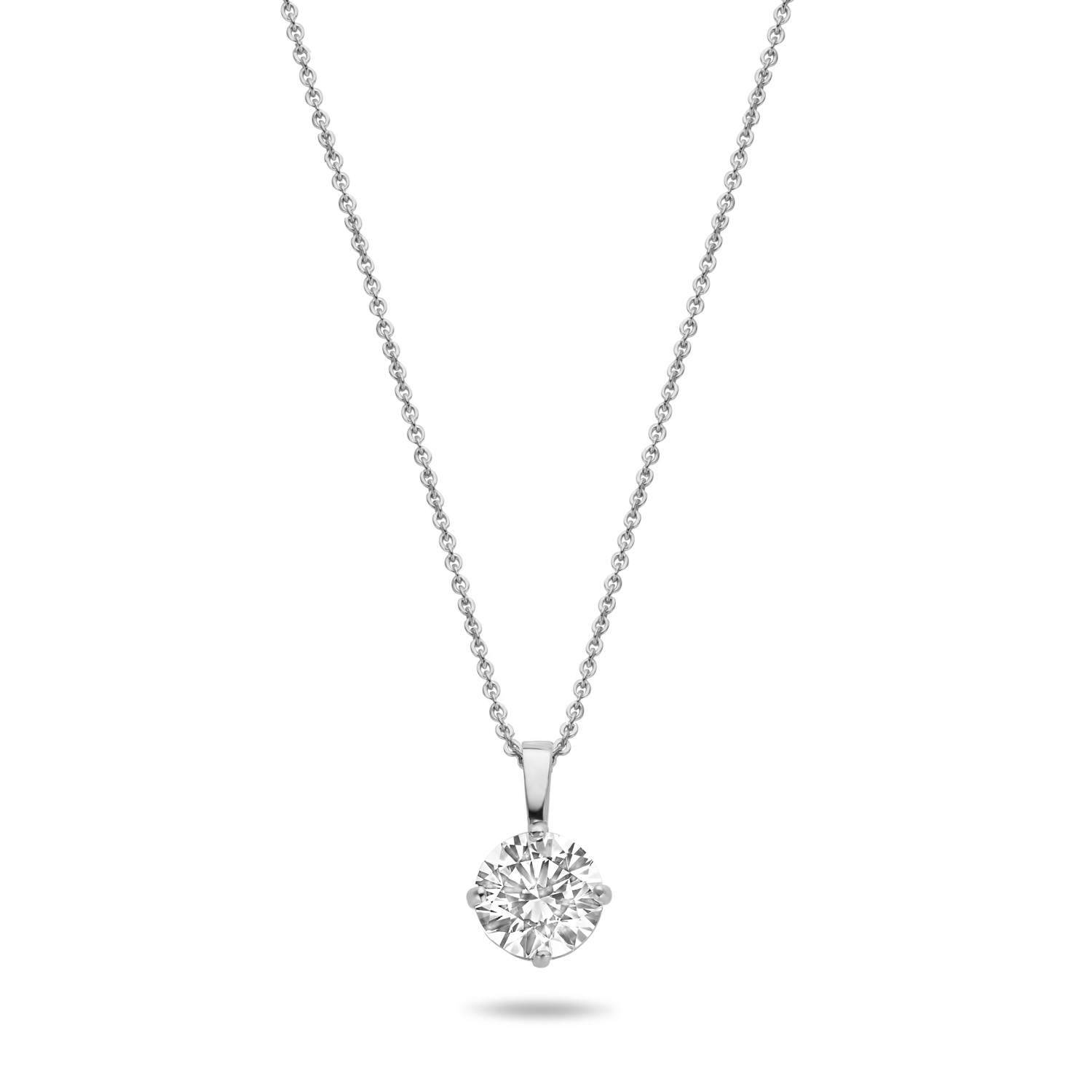 Collier mit Anhänger Zirkonia 6mm Weißgold 585/000 - Bild 2