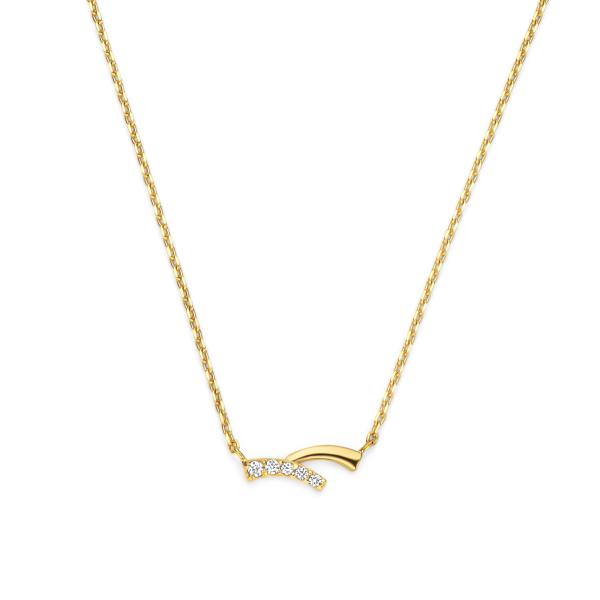 Collier mit Anhänger 5 Zirkonia Gold 585/000 - Bild 2