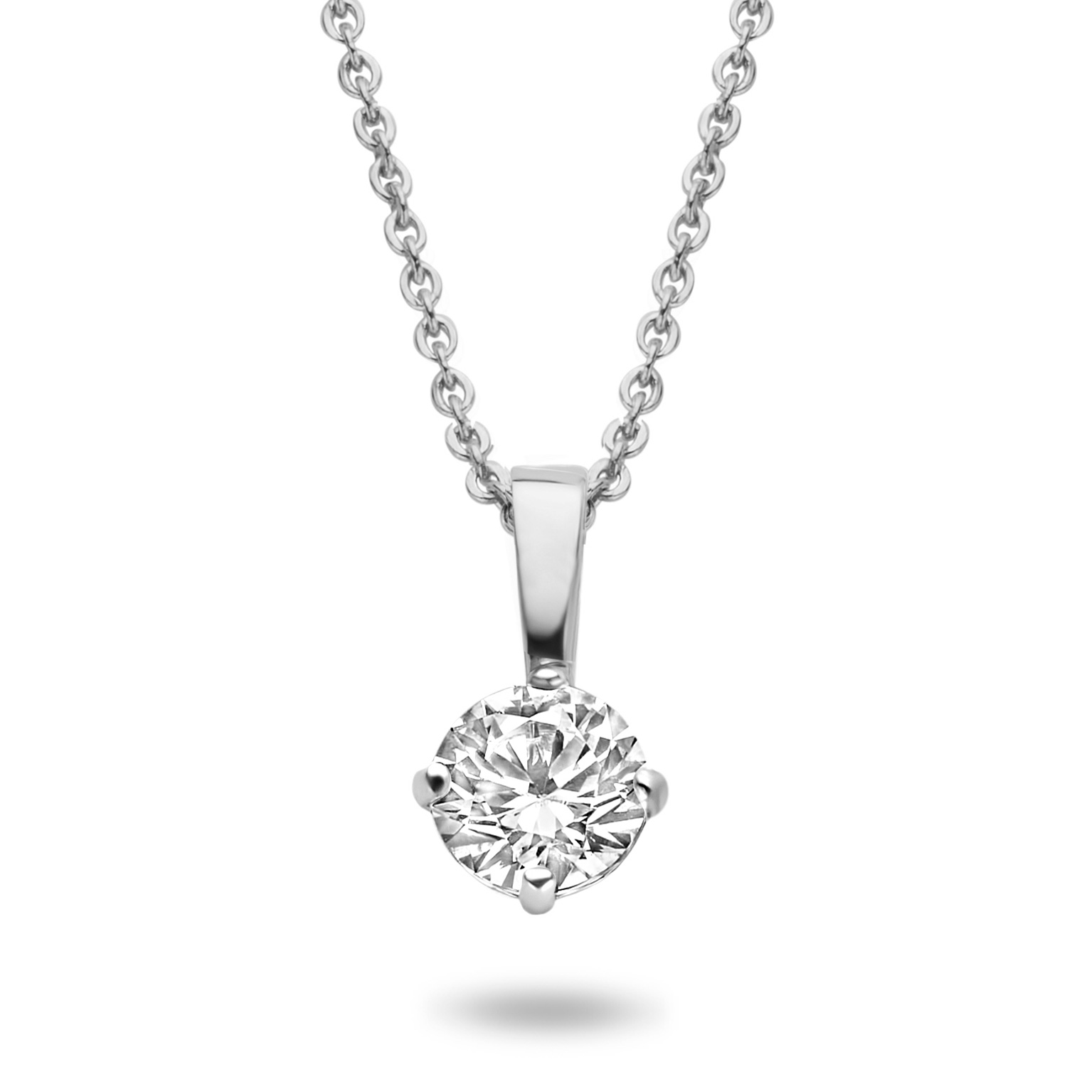 Collier mit Anhänger Zirkonia 4mm Weißgold 585/000 - Bild 2