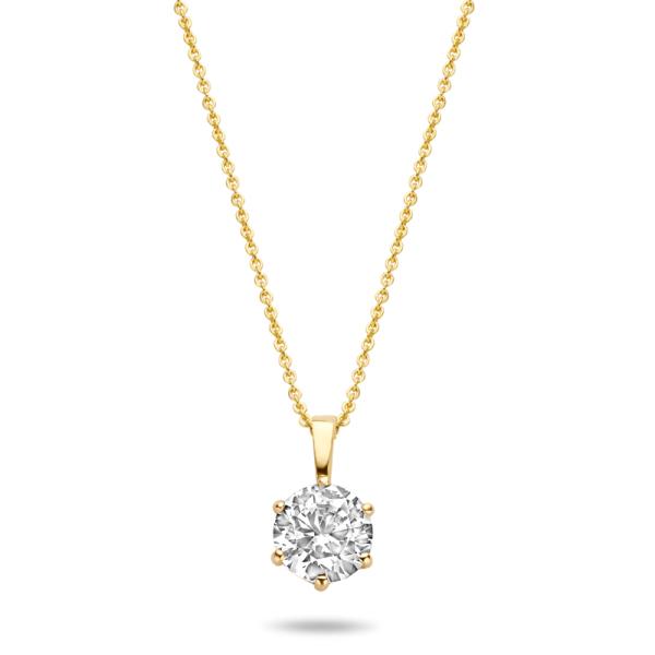 Collier mit Anhänger Zirkonia 6mm Gold 585/000 - Bild 2