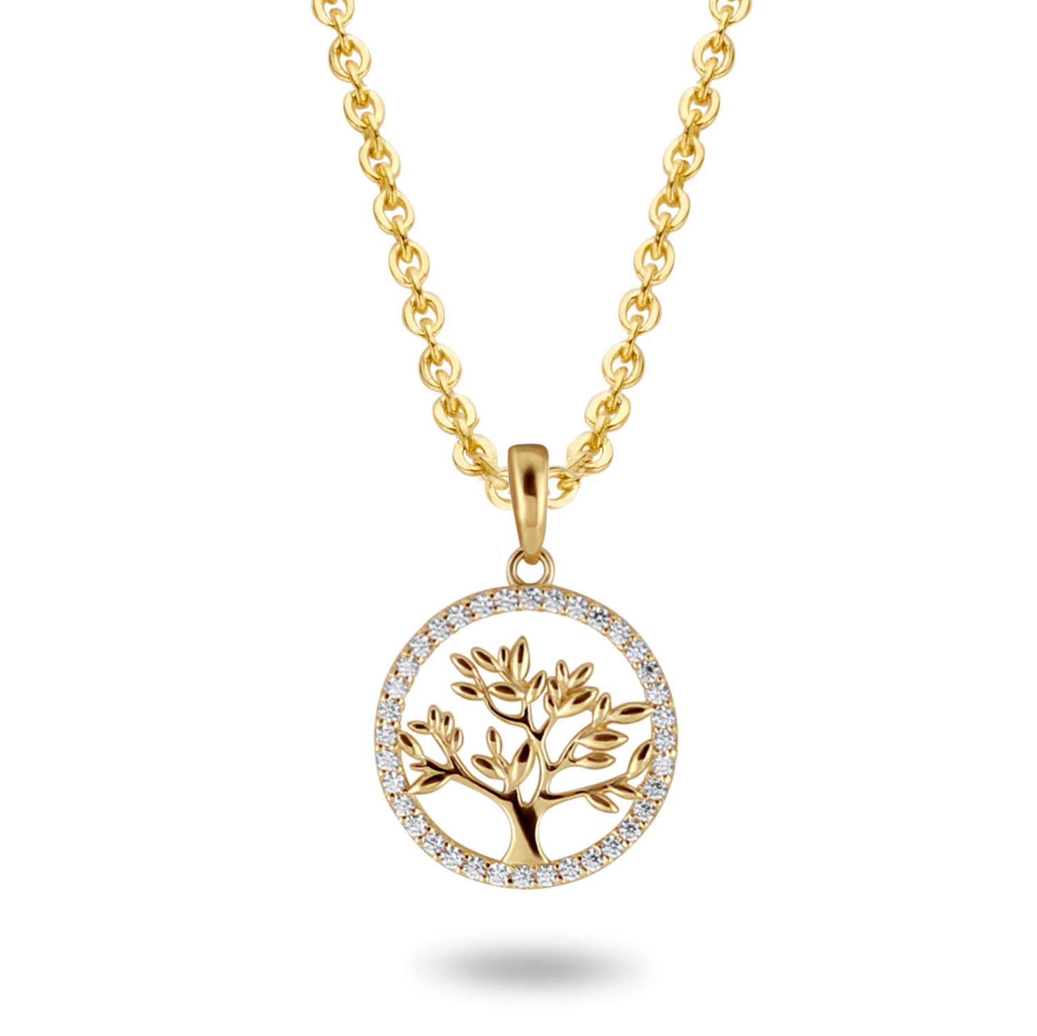 Collier Lebensbaum mit 36 Zirkonia Gold 585/000 - Bild 2