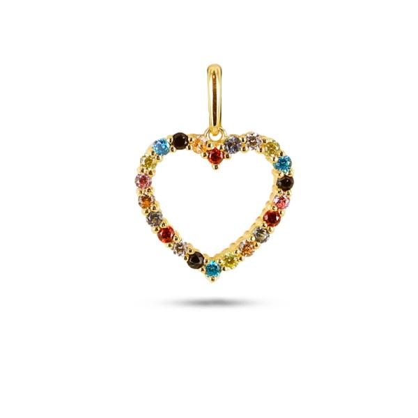 Collier Herz mit 14 bunten Zirkonia Gold 585/000 - Bild 2