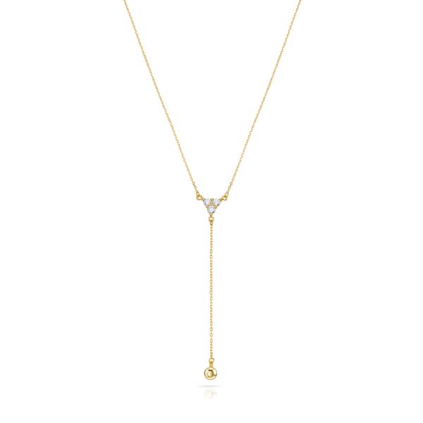 Y-Collier 3 Zirkonia und Kugel Gold 333/000 - Bild 2