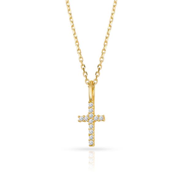 Collier Kreuz 12 Zirkonia Gold 333/000 - Bild 2