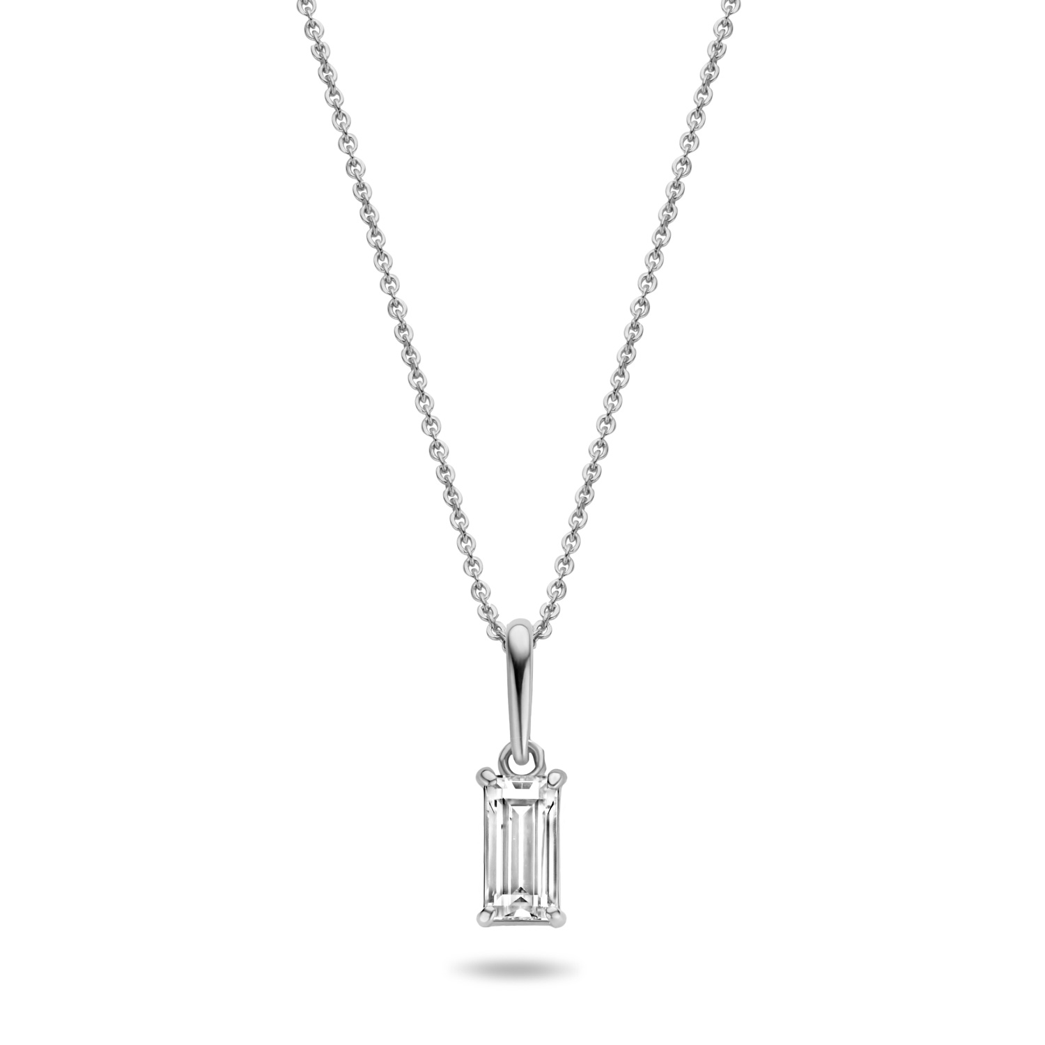 Collier mit Anhänger Zirkonia in Baguetteform Weißgold 585/000 - Bild 2